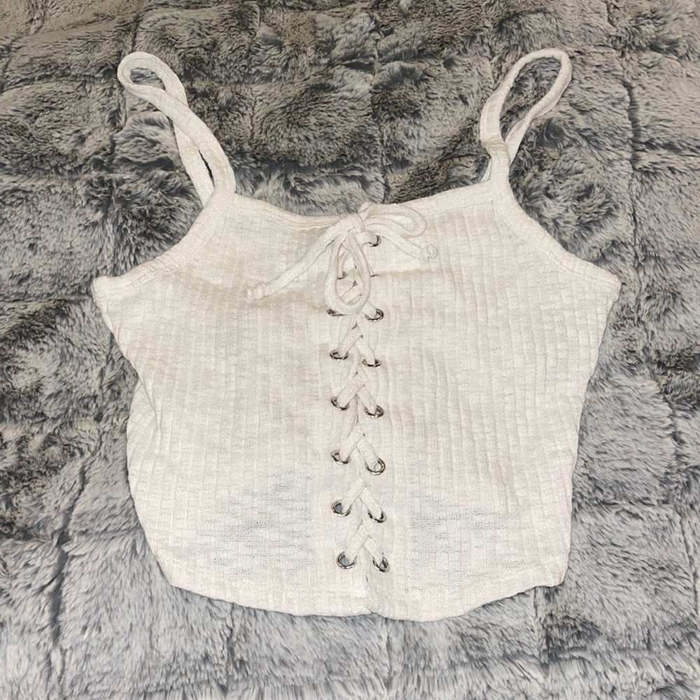Forever 21 white ribbed tie up crop top. BRAND NEW